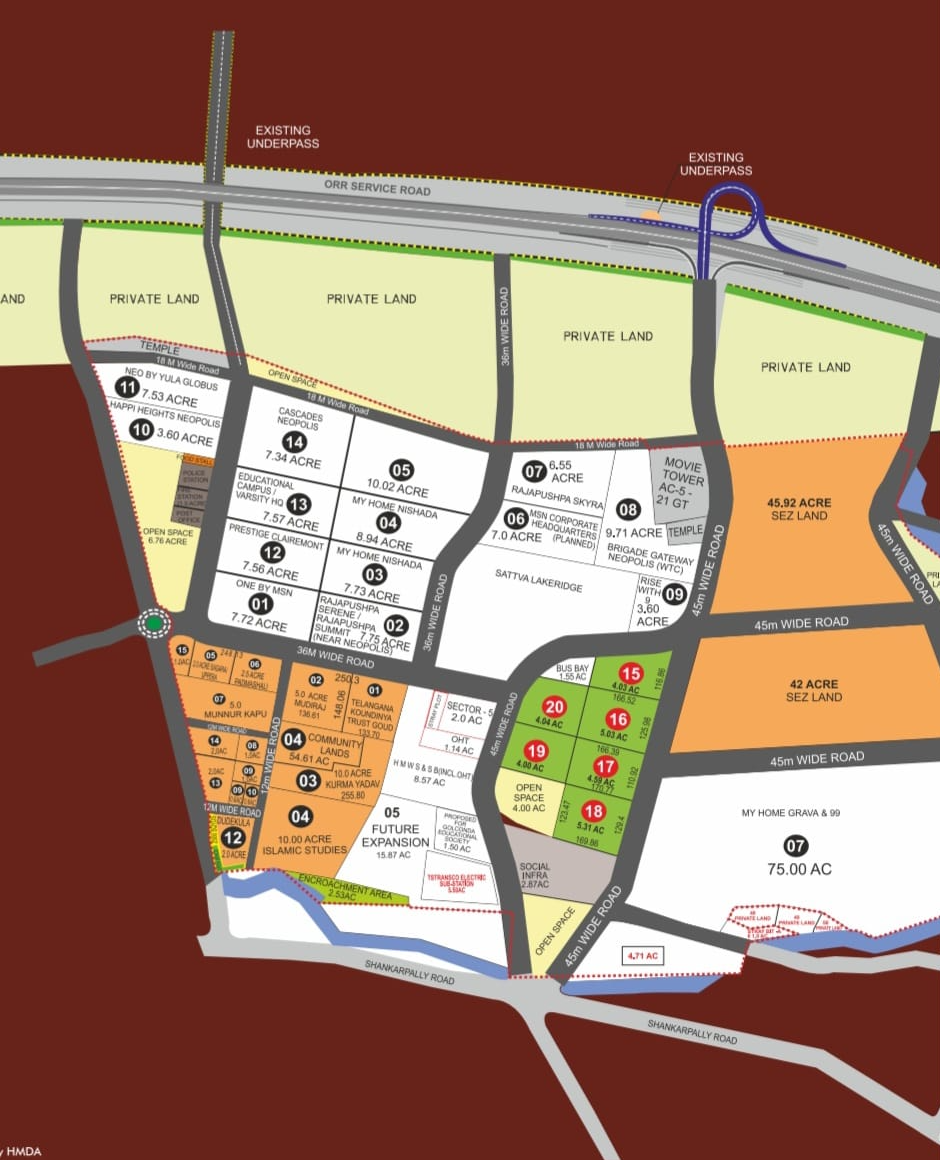 HMDA Neopolis layout plan, Kokapet, showing the Godrej Epoque site